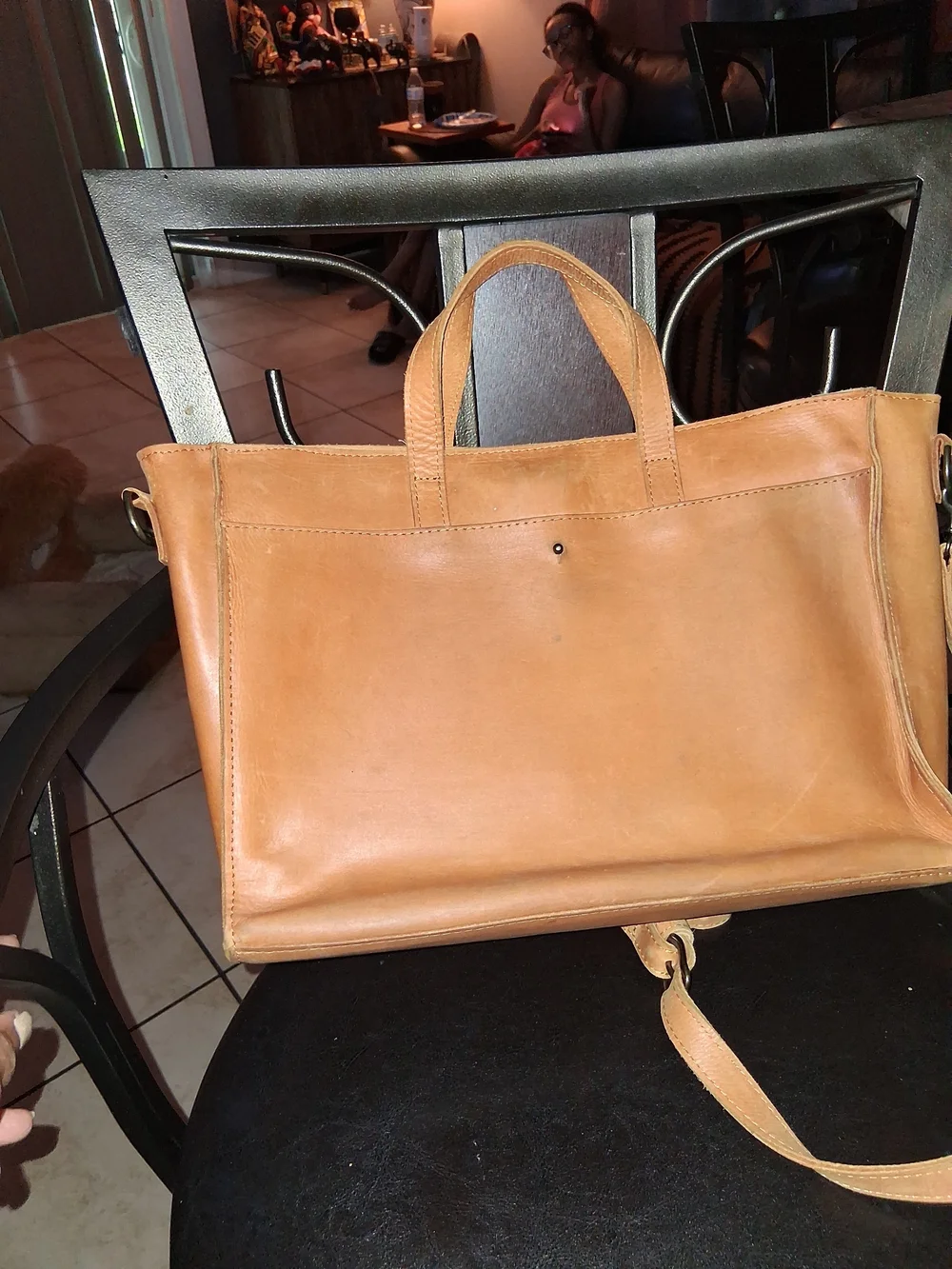 Able Handcrafted Leather Bag  with Leather Logo Patch
